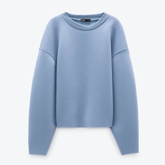 Zara Sweaters - Zara Light Blue Neoprene Effect Women's Sweater